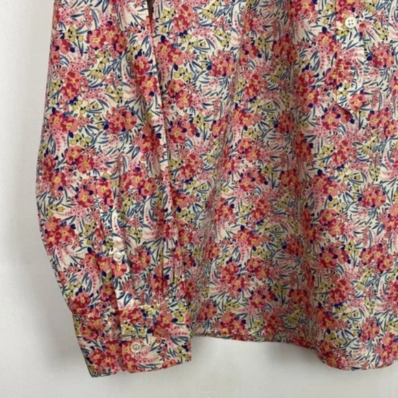 J.Crew x Liberty 6 Popover Shirt Swirling Petals Pink Red Blue Yellow - Picture 11 of 14